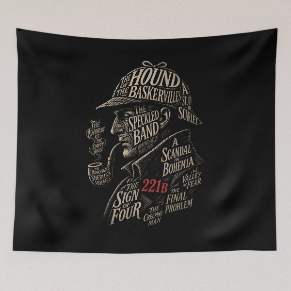 Item preview, Classic Novel Titles Sherlock Holmes Typography Silhouette Art designed and sold by Fenay Designs.