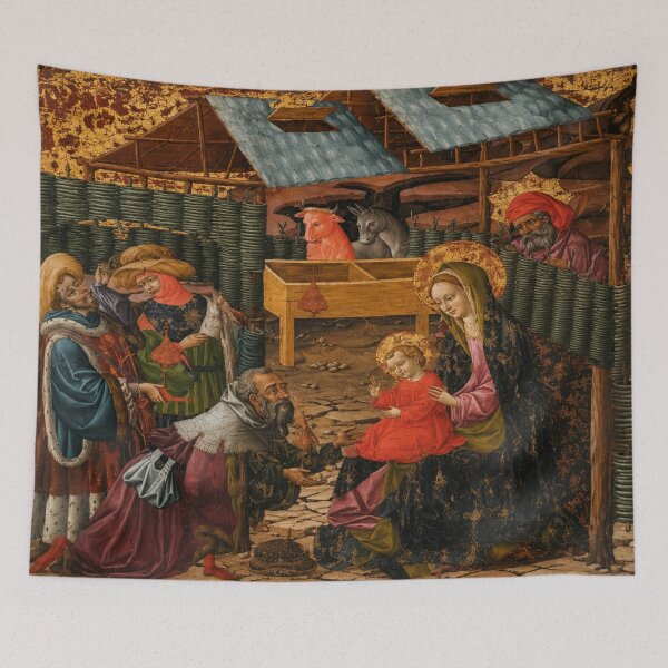 Item preview, The Epiphany Panel (Adoration of the Magi) by Blasco de Grañén - Medieval Nativity Painting Renaissance Religious Wall Art for Christian Art Collectors designed and sold by RickE.