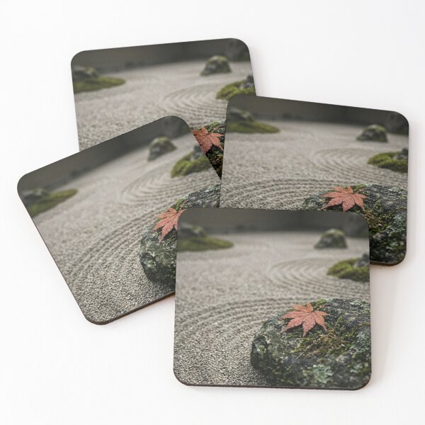 Item preview, Autumn Maple Leaf on Stone | Japanese Wabi-Sabi Art | Zen Minimalist Print designed and sold by KUZU-NOHA.