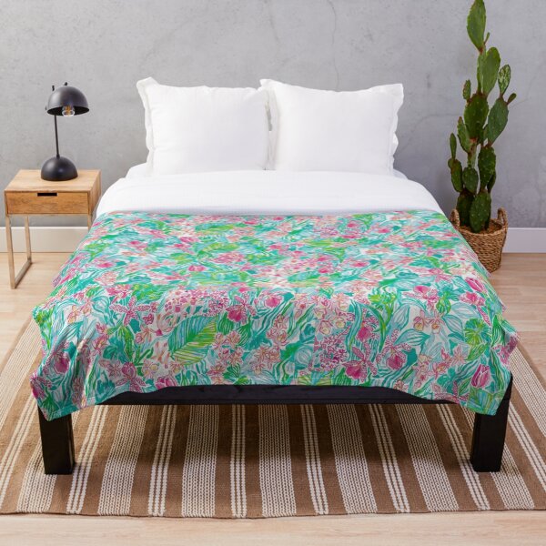Item preview,  Refined Tropical Flower Watercolor Pattern | Botanical Print |  Pink Teal Green Maximalist Design designed and sold by Desolaa_Arts.