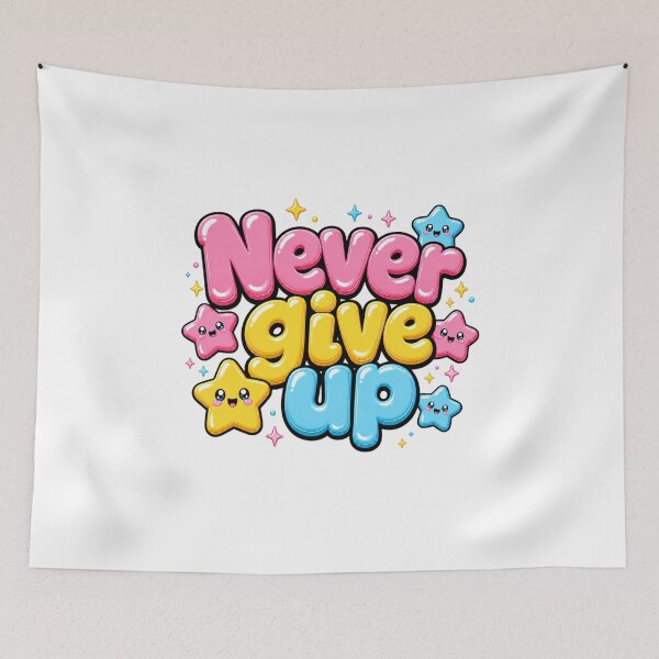 Item preview, Kawaii Never Give Up Motivation | Y2K Bubble Letter Nostalgic Aesthetic designed and sold by Dulxoz.