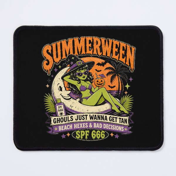 Item preview, Summerween Spooky Beach Witch SPF 666 Halloween Vacation Tee designed and sold by POD DYNASTY | Original Print On Demand T-Shirt Graphics.