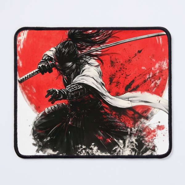 Item preview, Crimson Moon Samurai Warrior | Japanese Katana Ink Brush Art designed and sold by Dyan4.