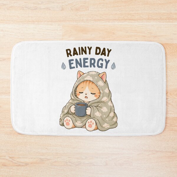 Item preview, Rainy Day Energy Cat | Cute Kawaii Aesthetic | Lazy Cozy Mood Design designed and sold by The Mood Index.