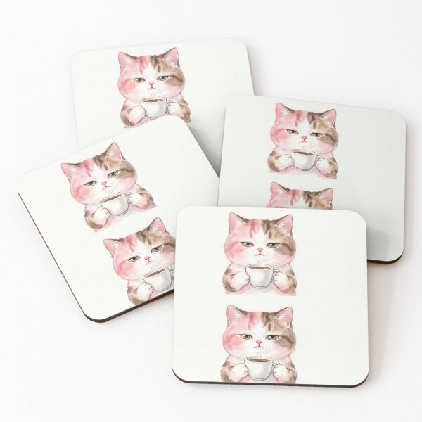 Item preview, Kawaii Cat with Coffee - Sleepy Morning Aesthetic designed and sold by CMBHDesigns.