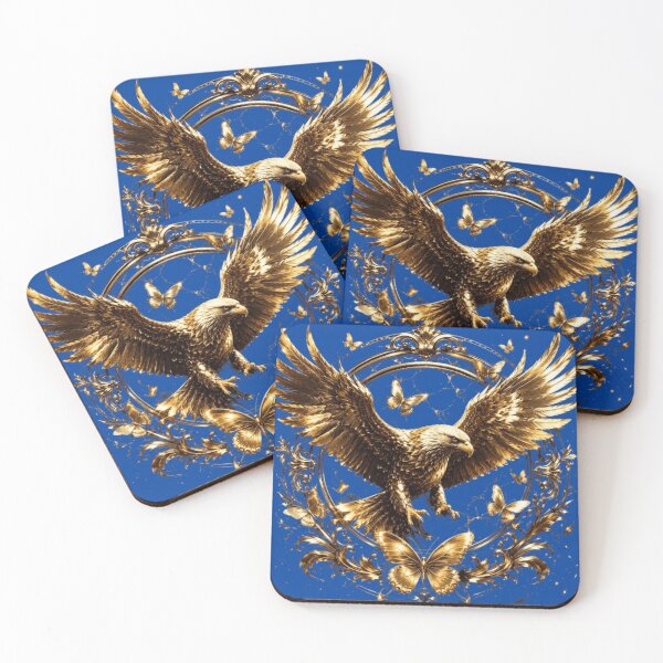 Item preview, Golden Eagle Royal Blue Luxury Ornamental Design designed and sold by Rawafi Art Studio.