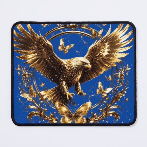 Item preview, Golden Eagle Royal Blue Luxury Ornamental Design designed and sold by Rawafi Art Studio.