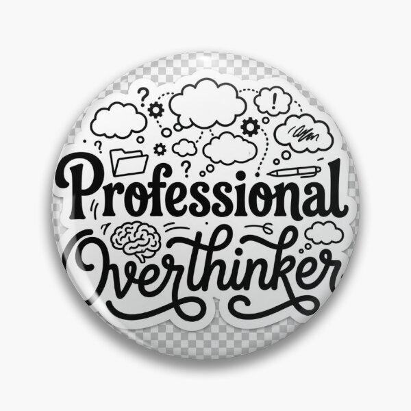 Item preview, Professional Overthinker Funny Retro Brain Typography Sticker designed and sold by R & K Fashions.
