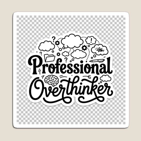 Item preview, Professional Overthinker Funny Retro Brain Typography Sticker designed and sold by R & K Fashions.