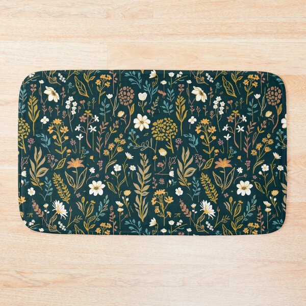Item preview, Vintage Wildflower Garden on Dark Teal designed and sold by NuvoraNest.