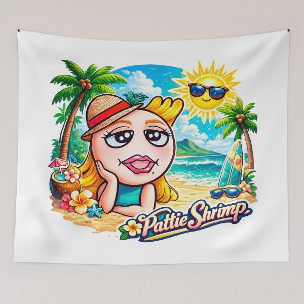Item preview, Pattie Shrimp, Princess of the Shrimp Kingdom – Hawaii Vacation designed and sold by Surreal Characters & Cute Pups.