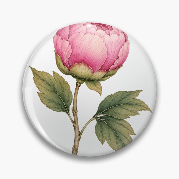 Item preview, Traditional Korean Peony Flower Illustration | White Background Folk Art designed and sold by K-Tradition.