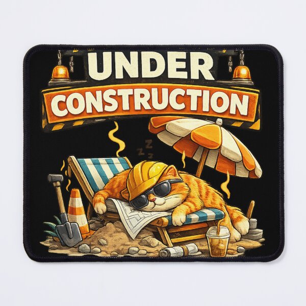 Item preview, Lazy Construction Cat – Funny Under Construction Sign T-Shirt designed and sold by @SHINTOSARTSTORE.