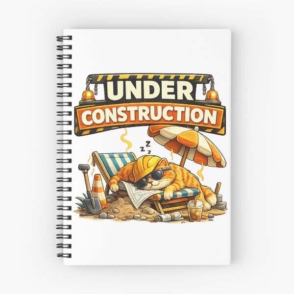 Item preview, Lazy Construction Cat – Funny Under Construction Sign T-Shirt designed and sold by @SHINTOSARTSTORE.
