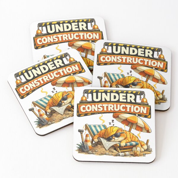 Item preview, Lazy Construction Cat – Funny Under Construction Sign T-Shirt designed and sold by @SHINTOSARTSTORE.