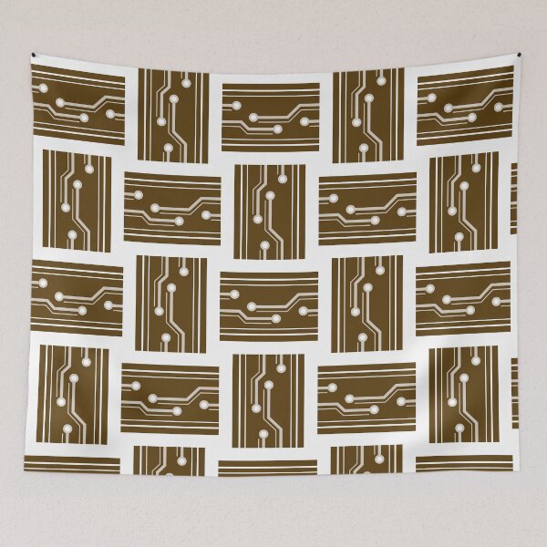 Item preview, Seamless Tech Wood Checkerboard Pattern with Circuit Board and Natural Wood Texture designed and sold by Longsilp.