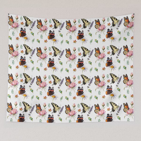 Item preview, Watercolor Butterfly and Floral Cottagecore Seamless Pattern designed and sold by Hazelartdesign.