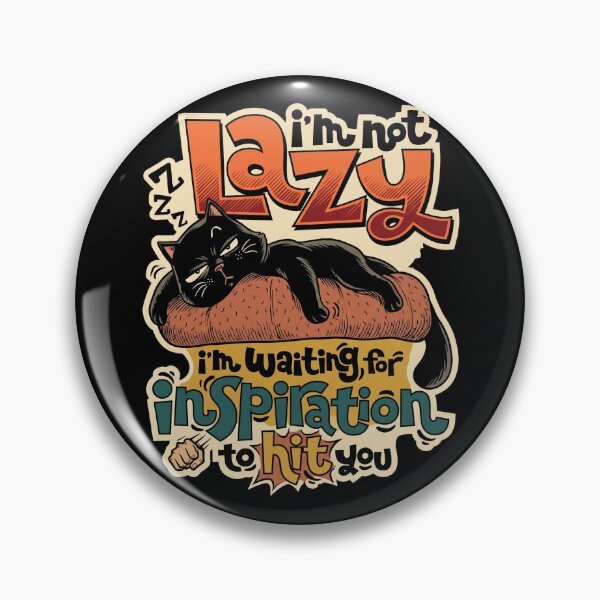 Item preview, Funny Black Cat Not Lazy Waiting For Inspiration Retro Comic designed and sold by Vermanartist.
