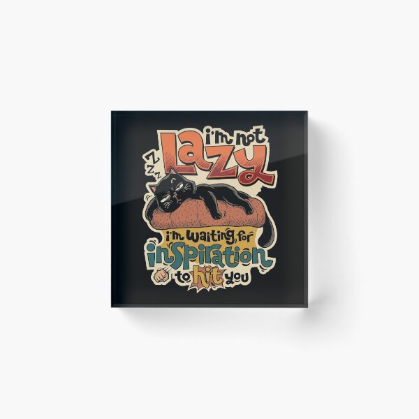 Item preview, Funny Black Cat Not Lazy Waiting For Inspiration Retro Comic designed and sold by Vermanartist.