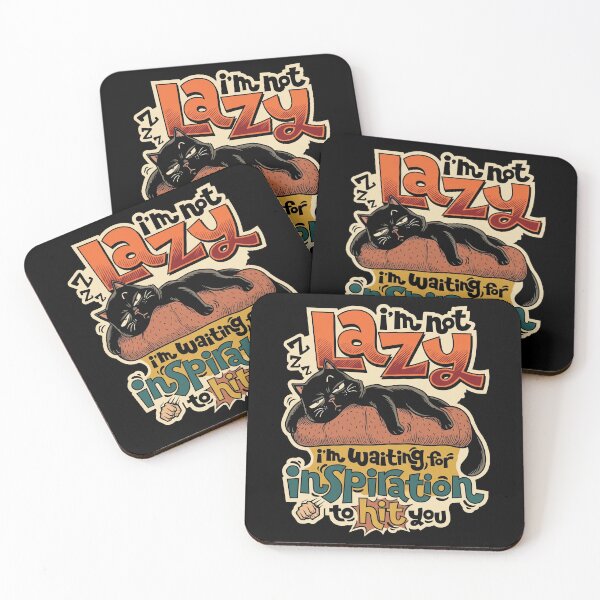 Item preview, Funny Black Cat Not Lazy Waiting For Inspiration Retro Comic designed and sold by Vermanartist.