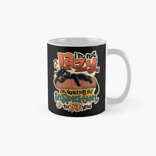 Item preview, Funny Black Cat Not Lazy Waiting For Inspiration Retro Comic designed and sold by Vermanartist.