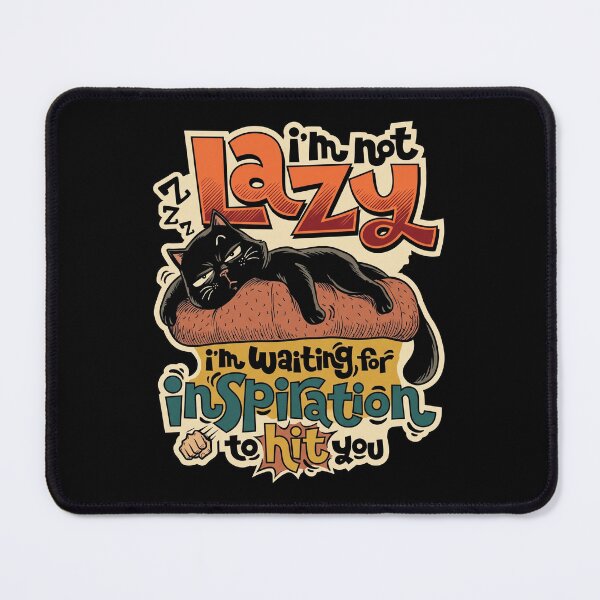 Item preview, Funny Black Cat Not Lazy Waiting For Inspiration Retro Comic designed and sold by Vermanartist.
