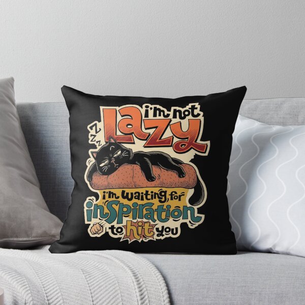 Item preview, Funny Black Cat Not Lazy Waiting For Inspiration Retro Comic designed and sold by Vermanartist.