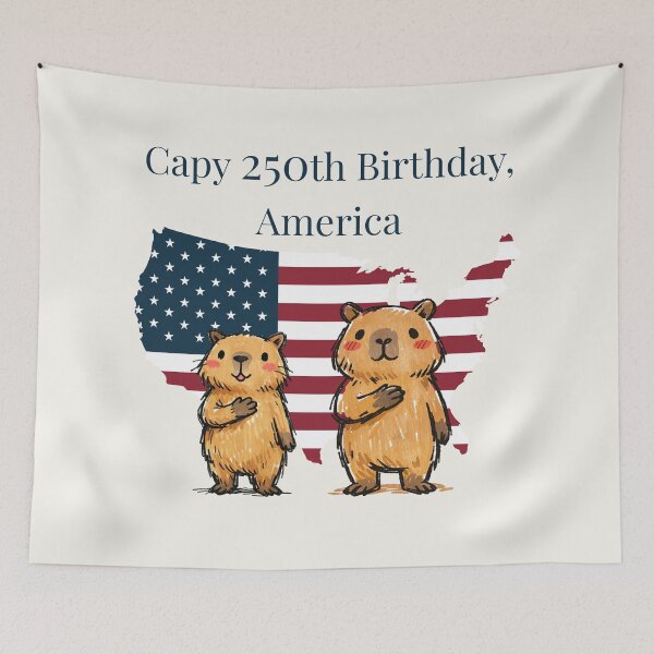 Item preview, Happy 250th Birthday America - Cute Patriotic Capybara Semi-Centennial designed and sold by FIREDesignsPOD.