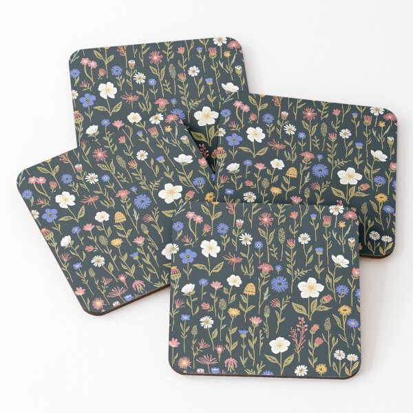 Item preview, Antique Meadow Wildflower Pattern on Charcoal designed and sold by NuvoraNest.