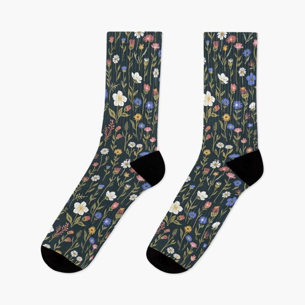 Item preview, Antique Meadow Wildflower Pattern on Charcoal designed and sold by NuvoraNest.