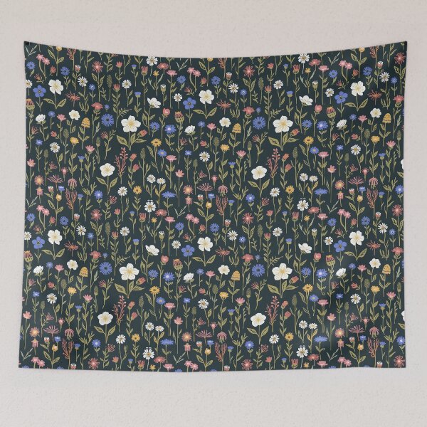 Item preview, Antique Meadow Wildflower Pattern on Charcoal designed and sold by NuvoraNest.