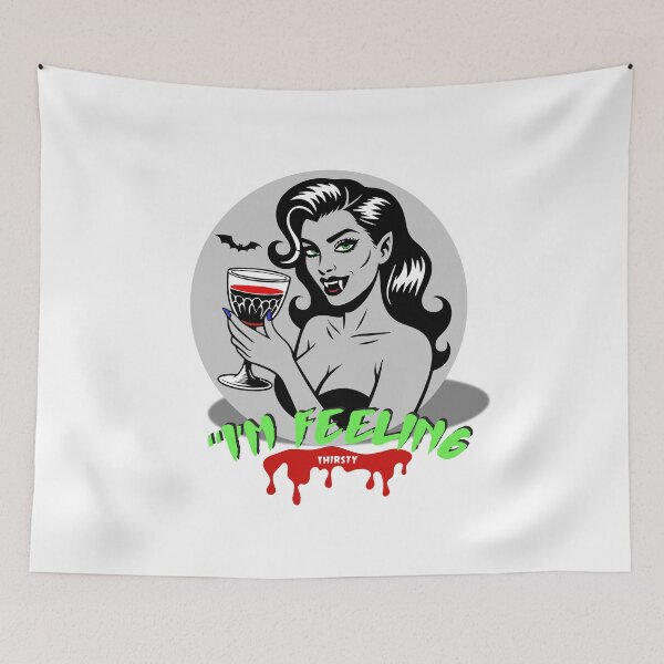 Item preview, Vampire Woman With Glass and with an inscription I’m Feeling Thirsty designed and sold by creepyprints.