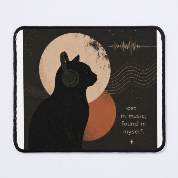 Item preview, Lost In Music Black Cat Sticker designed and sold by PrintByte.