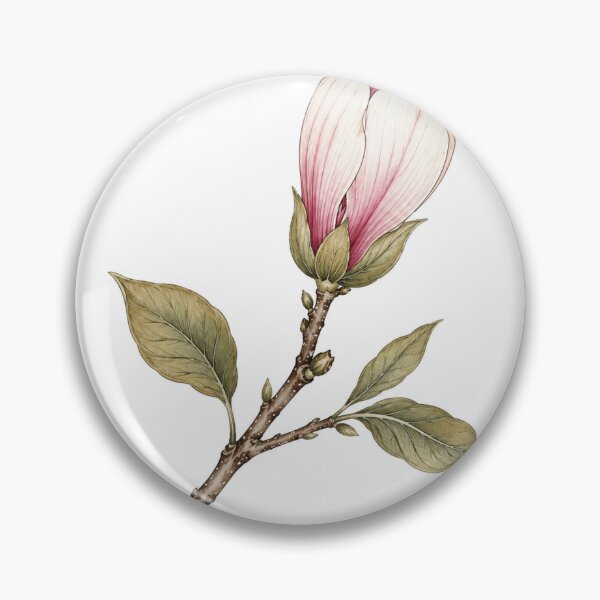 Item preview, Traditional Korean Magnolia Branch Illustration | White Background Folk Art designed and sold by K-Tradition.