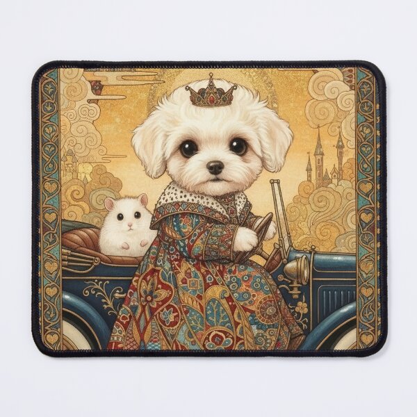 Item preview, A Bichon Frise Prince & His Buddy Hamster designed and sold by Black Cat Matters.