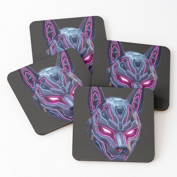 Item preview, Cyberpunk Neon Wolf Mask - Futuristic Techwear Art designed and sold by Neo Tokio.