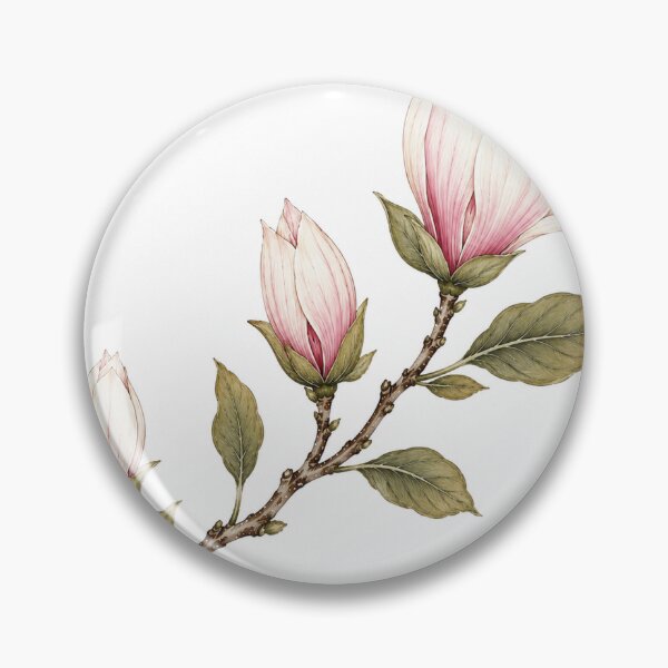 Item preview, Traditional Korean Magnolia Bud Branch Illustration | White Background Folk Art designed and sold by K-Tradition.