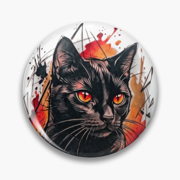Item preview, Geometric Black Cat | Fiery Watercolor Art designed and sold by Spiritualwall.