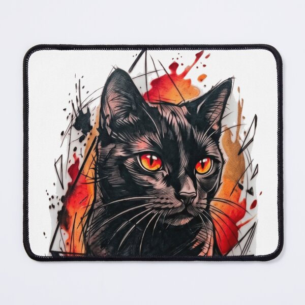 Item preview, Geometric Black Cat | Fiery Watercolor Art designed and sold by Spiritualwall.