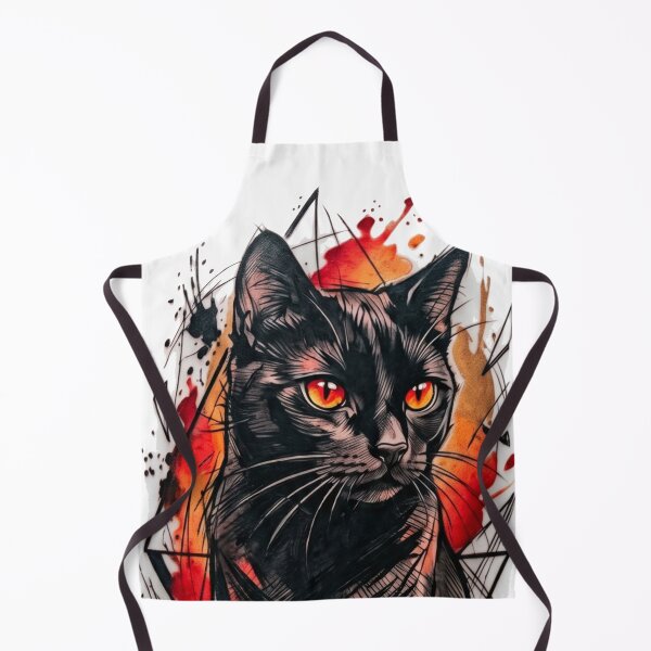 Item preview, Geometric Black Cat | Fiery Watercolor Art designed and sold by Spiritualwall.