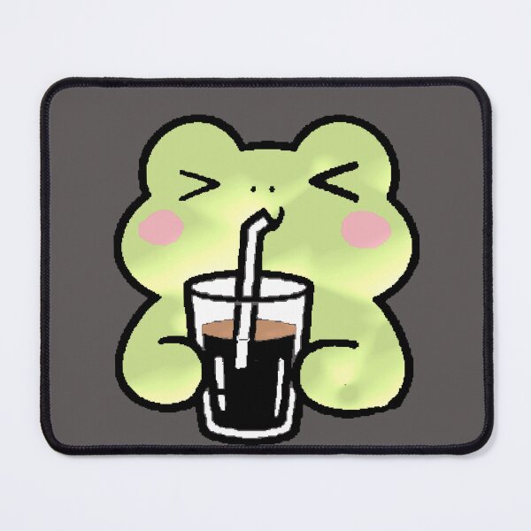 Item preview, Kawaii Frog Drinking Coffee Pixel Aesthetic designed and sold by AstronautMerch.