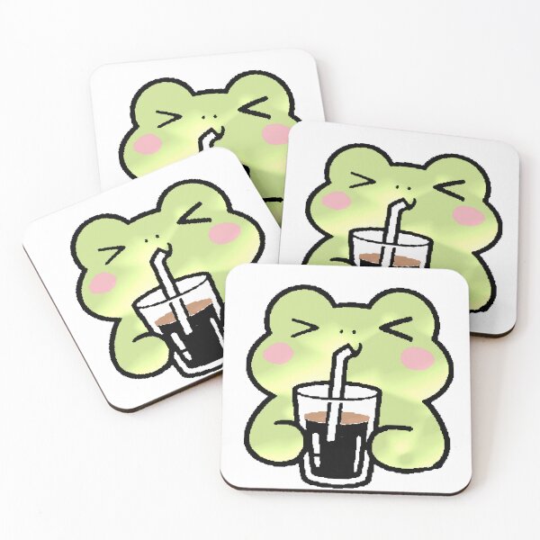 Item preview, Kawaii Frog Drinking Coffee Pixel Aesthetic designed and sold by AstronautMerch.