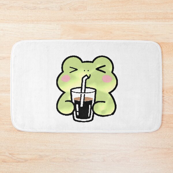 Item preview, Kawaii Frog Drinking Coffee Pixel Aesthetic designed and sold by AstronautMerch.