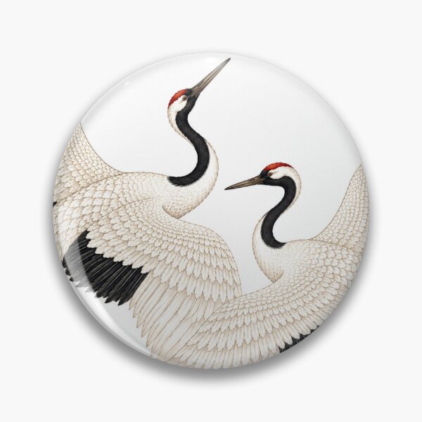 Item preview, Traditional Korean Crane Pair Illustration | White Background Folk Art designed and sold by K-Tradition.