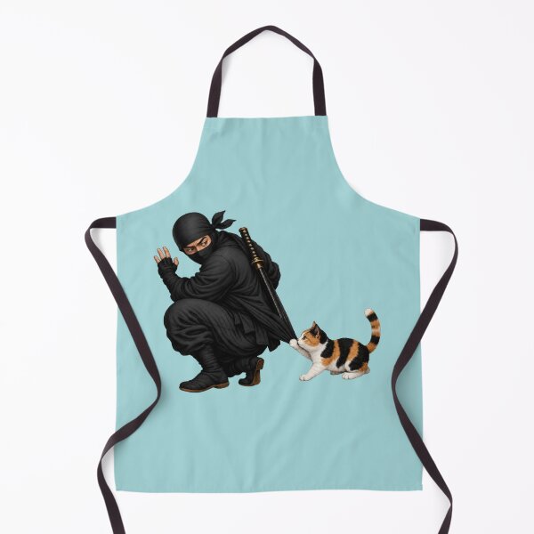 Item preview, Ninja Startled by Kitten Playing With Katana Funny Japanese Cat Sticker Art designed and sold by Aguri-tei.