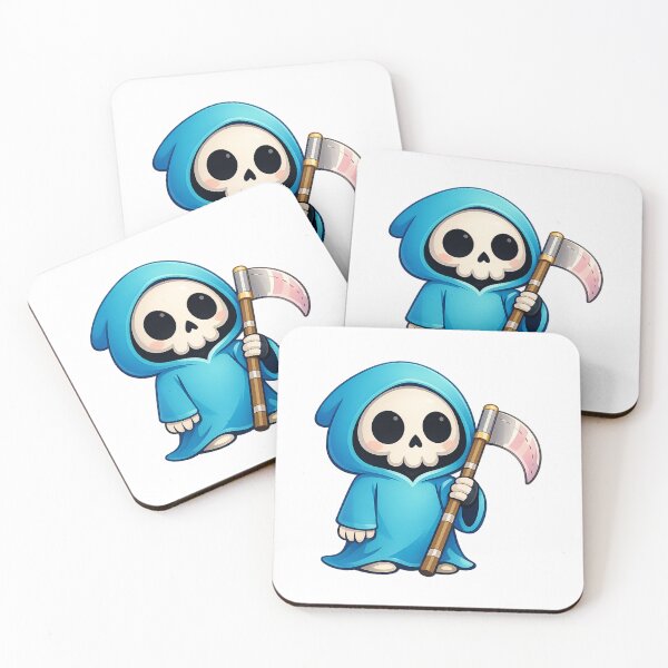 Item preview, Cute Grim Reaper Blue Robe Kawaii Death Scythe Sticker designed and sold by SoftSproutstu.