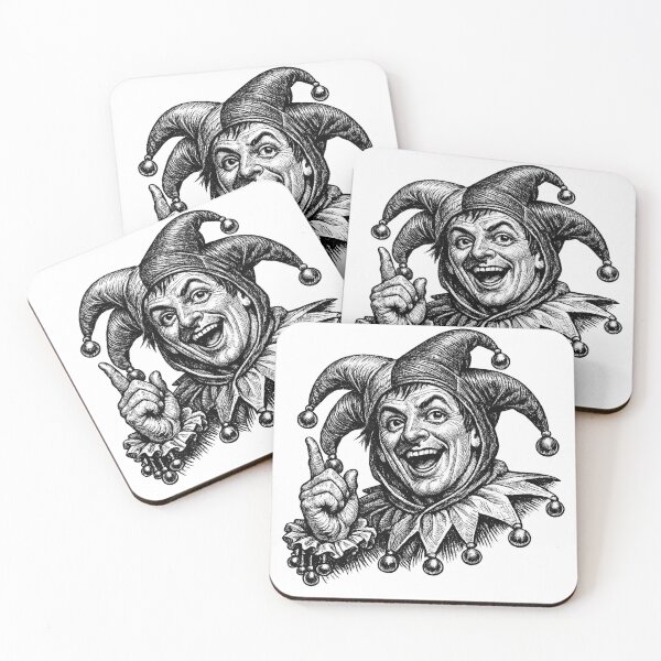 Item preview, Court Jester Ink Engraving | Vintage Medieval Fool Illustration | Tattoo Style Black and White Joker Art designed and sold by Resolution Retro.