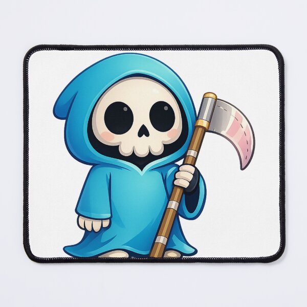 Item preview, Cute Grim Reaper Blue Robe Kawaii Death Scythe Sticker designed and sold by SoftSproutstu.