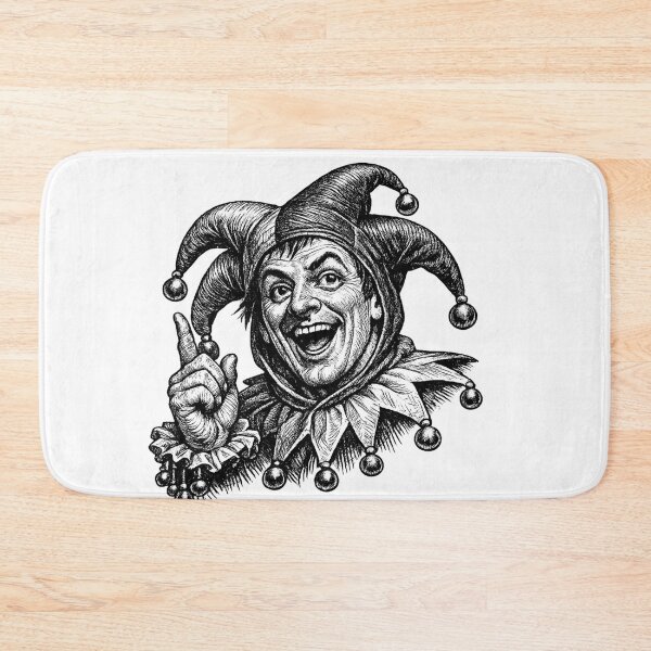 Item preview, Court Jester Ink Engraving | Vintage Medieval Fool Illustration | Tattoo Style Black and White Joker Art designed and sold by Resolution Retro.