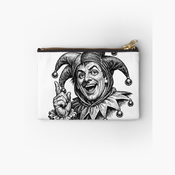 Item preview, Court Jester Ink Engraving | Vintage Medieval Fool Illustration | Tattoo Style Black and White Joker Art designed and sold by Resolution Retro.